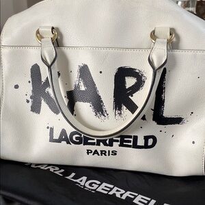 Karl Lagerfeld White and Black Satchel